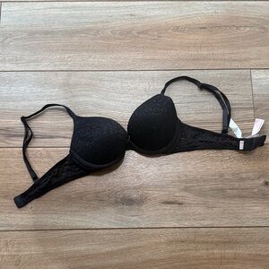 PINK Victoria's Secret Black Lace Push-Up Bra